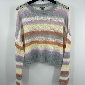 Wild Fable Pastel Striped Lightweight Cropped Sweater Size Large